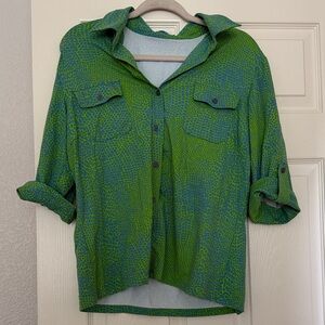 J. McLaughlin Green and Blue Patterned Shirt